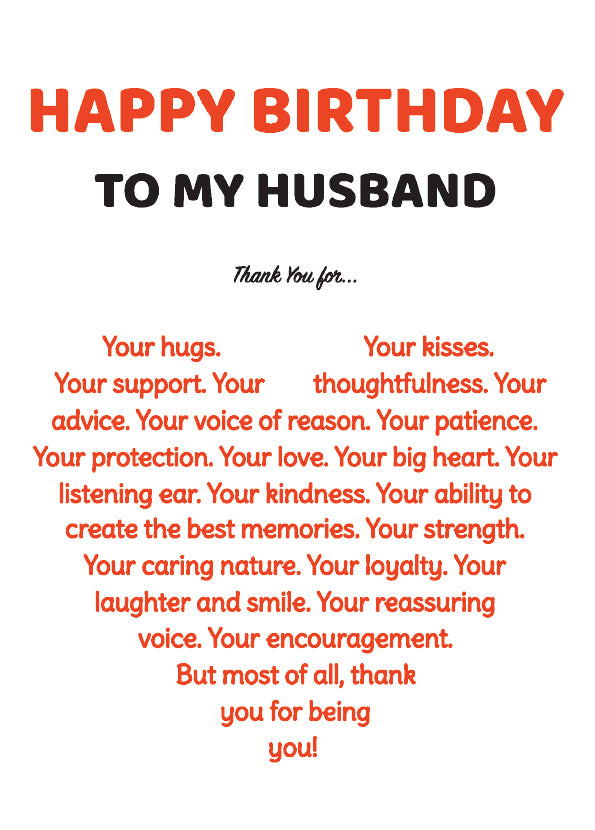 Birthday Greeting Card - My Husband